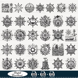 Nautical Ships Wheel SVG Bundle: Cricut & Silhouette Cut Files (Digital Download)