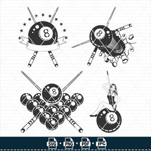 Biljard SVG-paket: Snooker, Pool Clip Art (digital nedladdning) bild 5