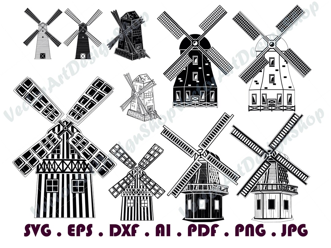 Windmill SVG 1, Windmill SVG, Windmill Clipart, Windmill Files for