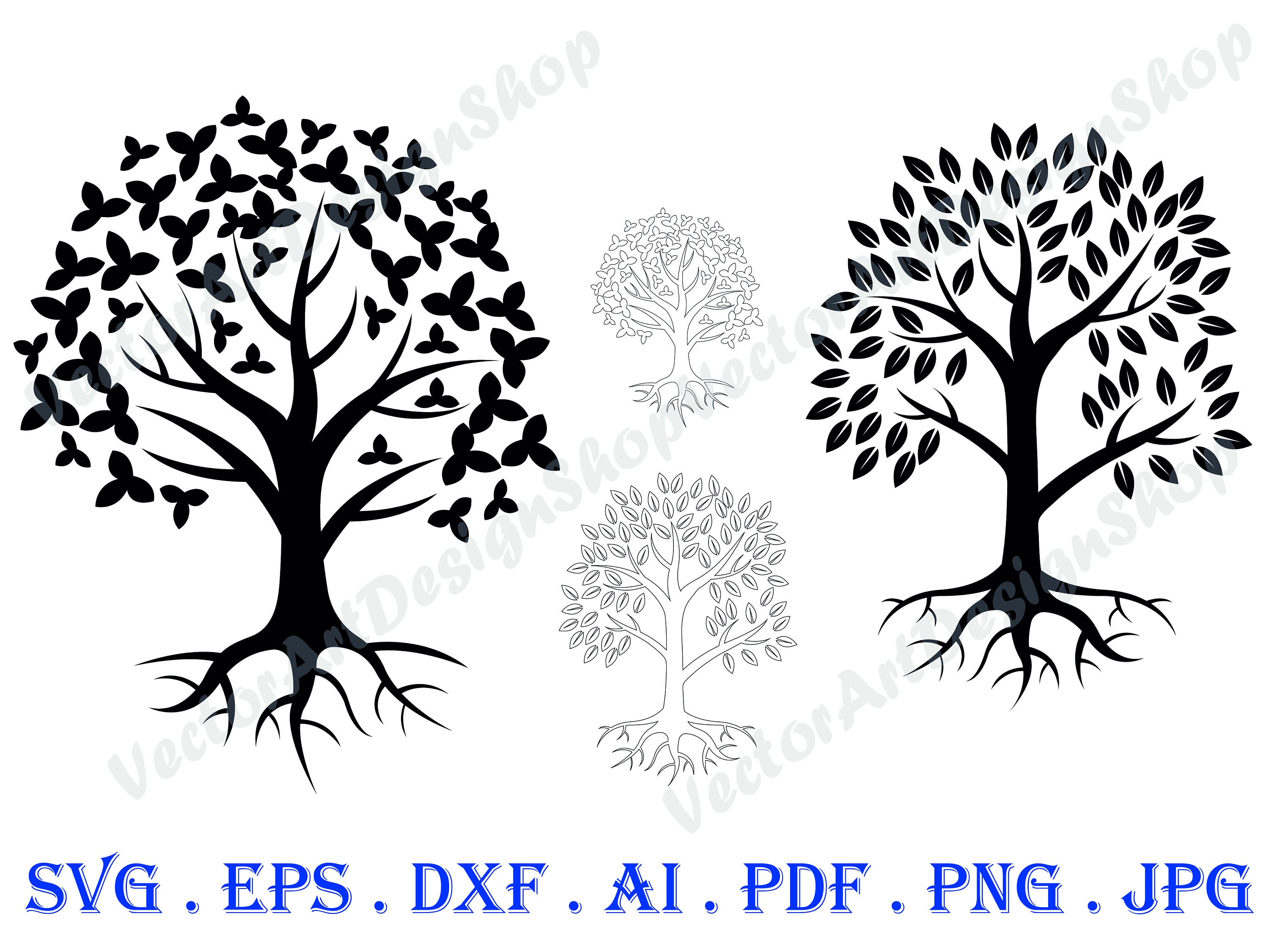 Baum mit Wurzeln 3 SVG Stammbaum SVG Baum mit Wurzeln Etsy