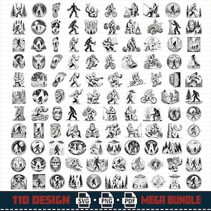 Mega paquete de Bigfoot SVG, Bigfoot SVG, Sasquatch SVG, Bigfoot Clipart, Archivos Bigfoot para Cricut, Archivos de corte Bigfoot para Silhouette, Vector Png