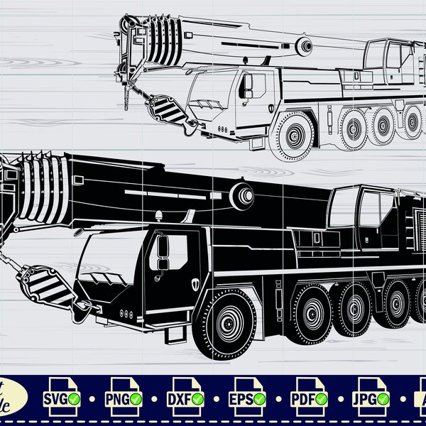 Crane Truck SVG #1, Crane Truck Clipart, Crane Truck Files for Cricut, Crane Truck Cut Files For Silhouette, Crane Truck Dxf, Png, Vector