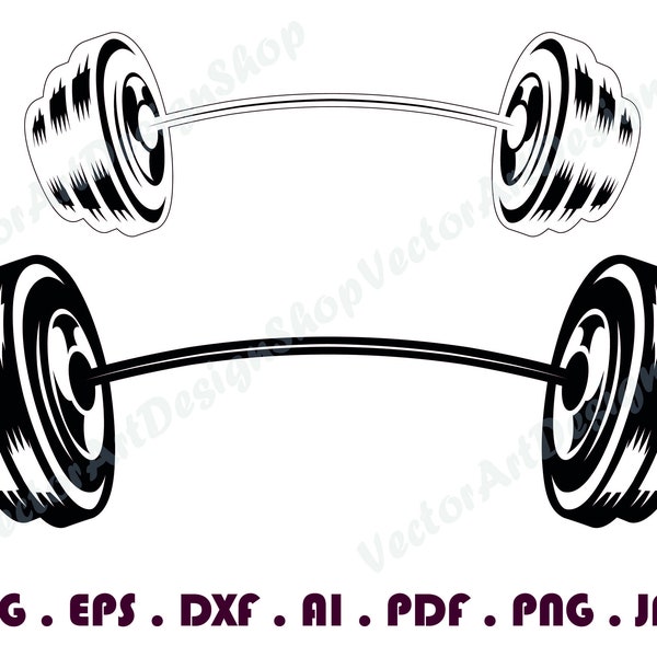 Barbell SVG, Weights SVG, Bodybuilding Svg, Barbell Clipart, Barbell Files for Cricut, Barbell Cut Files For Silhouette, Dxf, Png, Eps, Svg