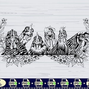 Fichiers svg poulet #3 pour Cricut, poulet floral, coq mignon, vecteur de ferme, téléchargement png, clipart, cricut, silhouette, fichier coupé, art imprimable