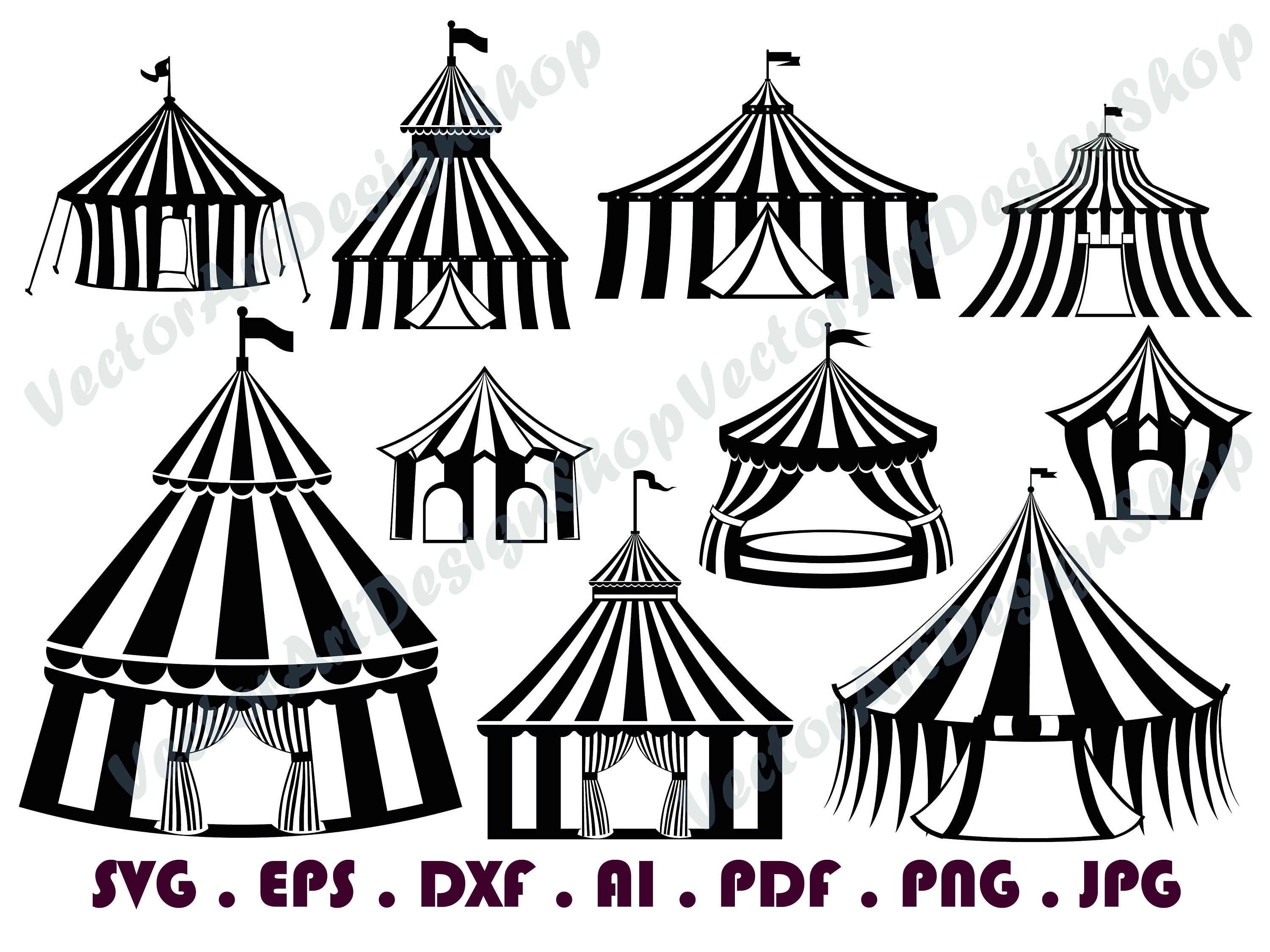 Circus Tent 2 Svg Circus Tent Svg Circus Tent Clipart Etsy