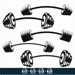 Barbell SVG: Bodybuilding Clipart, Cricut Cut Files (Digital Download)