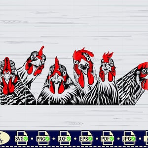 File di taglio SVG di pollo, clipart di gallo, vettore di fattoria (download digitale)