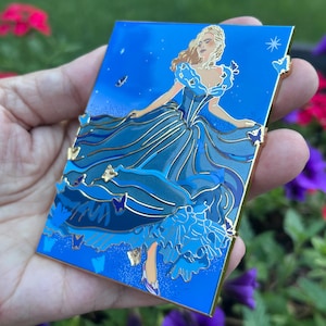 Cinderella /Butterflies /Live Action Cinderella pin/ Blue gown dress/Fairy Godmother/Magical/ Fandom Art / Pin /design