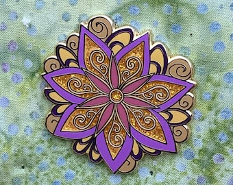 6 Disney Princess/6 Fantasy Flower Pin/Rapunzel/Tiana/Belle/Moana/Tinkerbell/Mulan