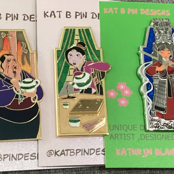 3 Pin Set - Mulan  FAMILY, Honor, Tea ? & Matchmaker