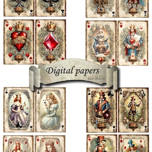 Set digitale di 4 carte 16 carte da gioco, vintage