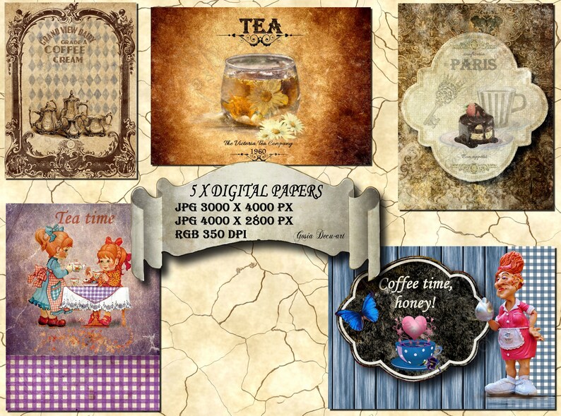 Picturesque 5 digital papers with beautiful squares, dedicated t Picturesque 5 digital papers with beautiful squares, dedicated t