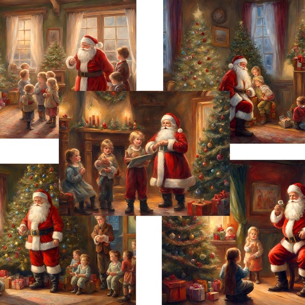 Ein Set aus 5 Retro-Digitalpapieren, die wunderschöne Weihnachten darstellen