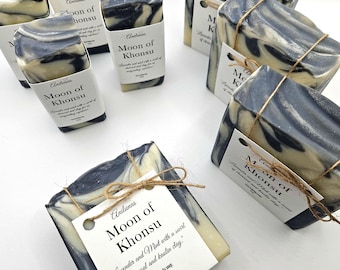 Moon of Khonsu Soap | Lavender Mint Charcoal Bar | Cold Process Cleansing