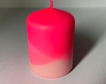 Hand Dipped Neon Pink Pillar Candle, Colourful Home Decor