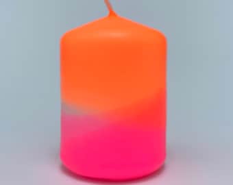 Hand Dipped Neon Pillar Candle, Colourful Home Decor