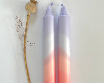 Hand Dipped Dinner Candles, Lavender and Pink Swirl, Set of 2