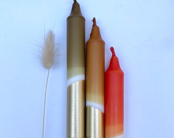 Hand Dipped Dinner Candles: Olive, Caramel, Rust & Gold (Set of 3)