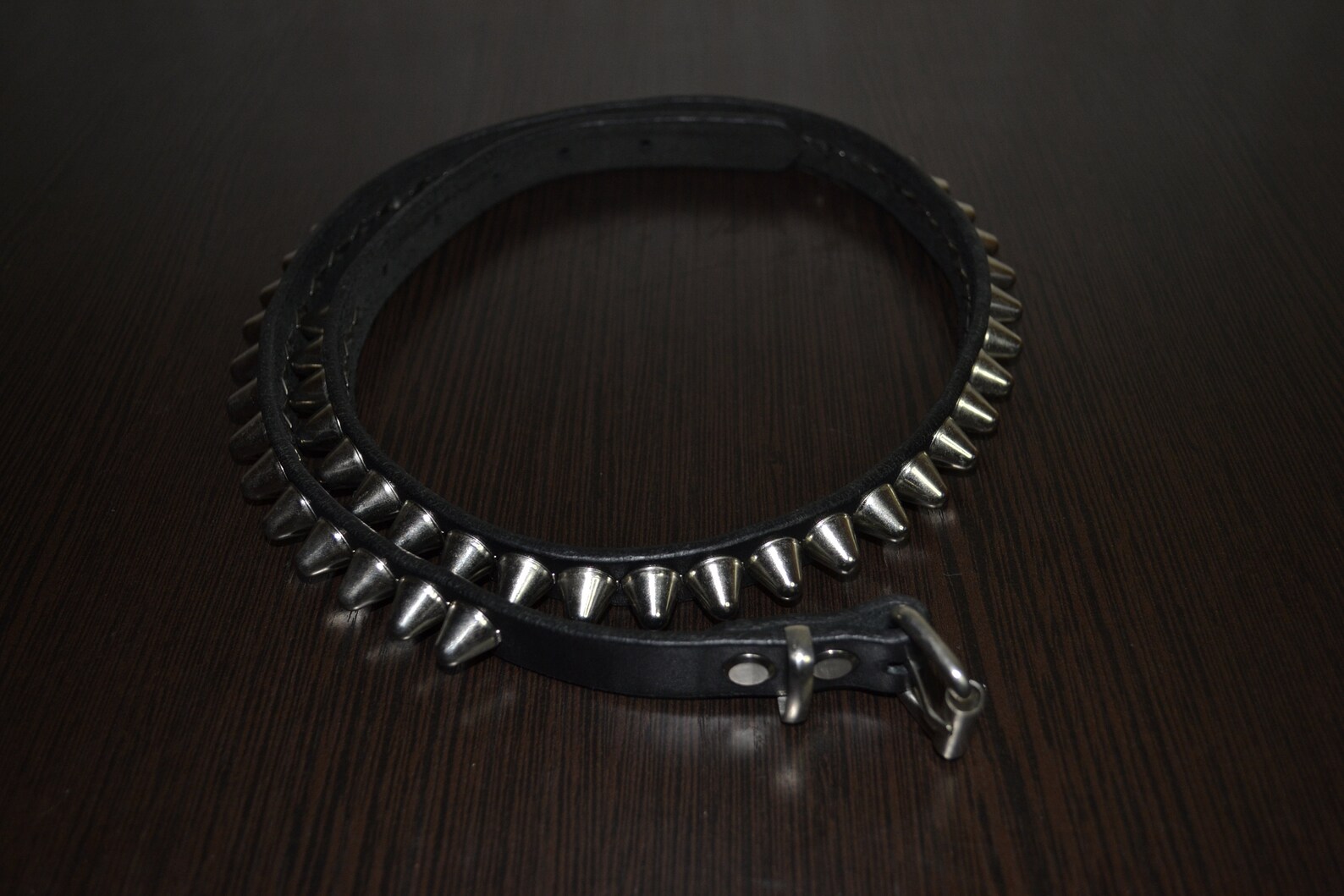 One row leather belt studded tall cone handmade Etsy