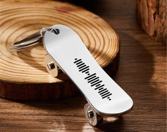 Custom Skateboard Keychain, Scannable Music Code Keyrings, Skateboarders Gift, Gift for Him