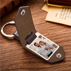Personalized Leather Keychain, Leather Keychain Custom, Custom Keychain with Photo, Meaningful Gifts for Him