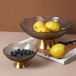 Fruit Bowl With Copper Base, Dish for Sweets, Home Decor Pedestal Bowl ...