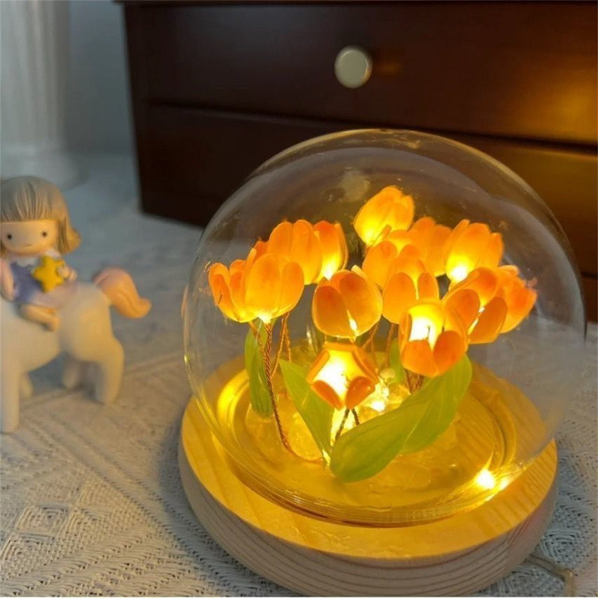 DIY Personalizado Tulipanes batería lámpara Luz de noche LED automática Luz  nocturna Inicio Fairy Decor Flor lámpara de mesa lectura Lámpara de regalo  del día de las madres -  México