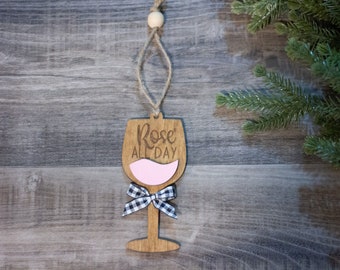 Rose' All Day Wine Glass Christmas Ornament | Wine Lover Christmas Ornament | Funny Ornament | Holiday Must Have | Christmas Must Have