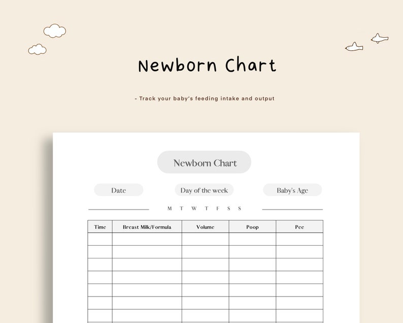 Printable Baby Daily Log Newborn Chart Intake Output - Etsy België