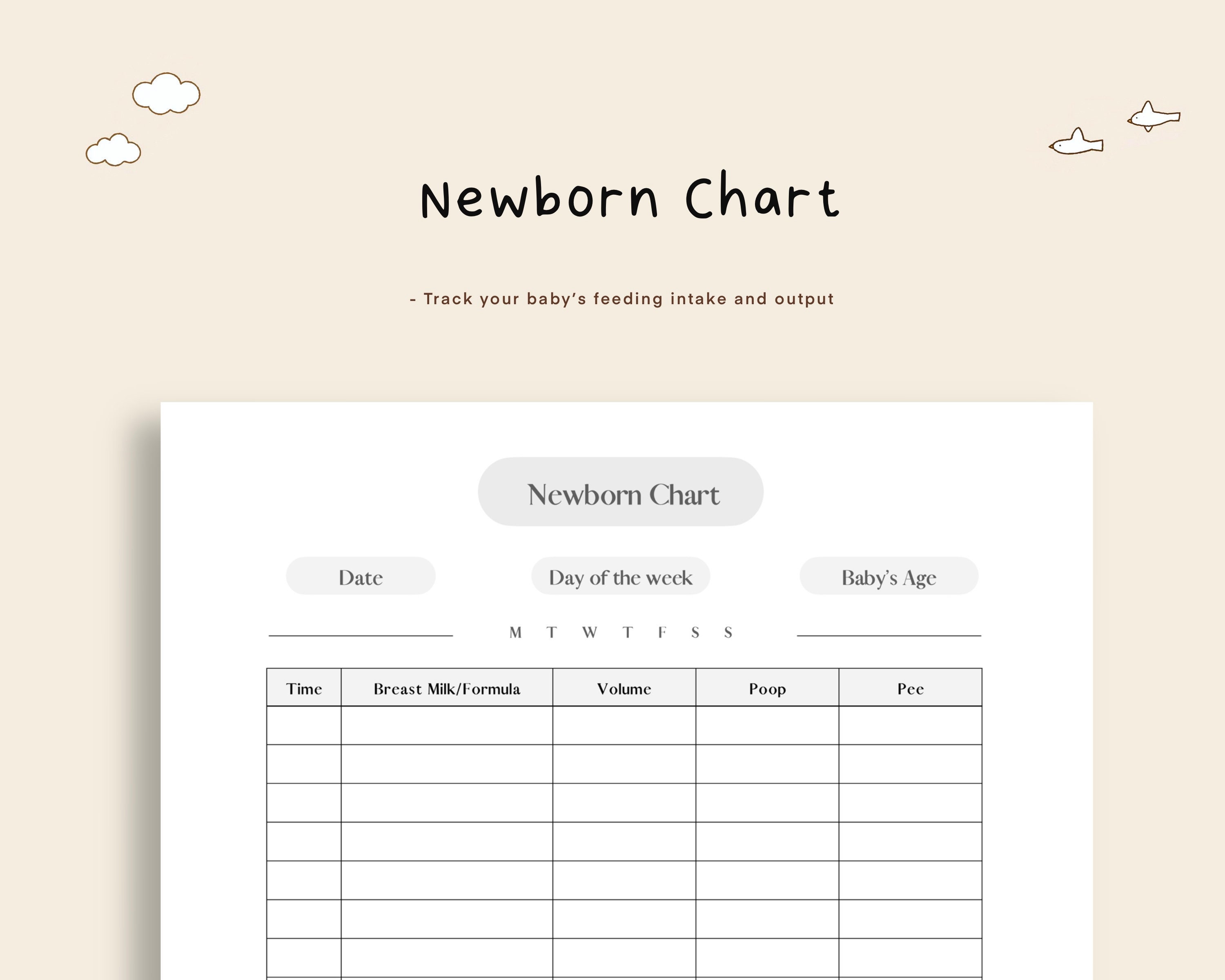 Printable Baby Daily Log, Newborn Chart, Intake Output Tracker ...