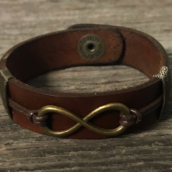 Leather infinity cuff bracelet