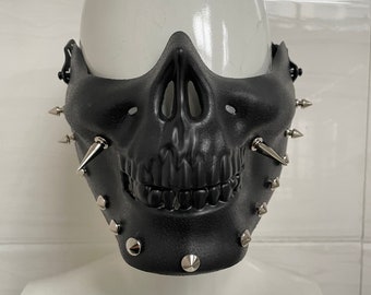 Skull Mask Sorcerers Halloween Point rivet Mask Leatherette Face Mask