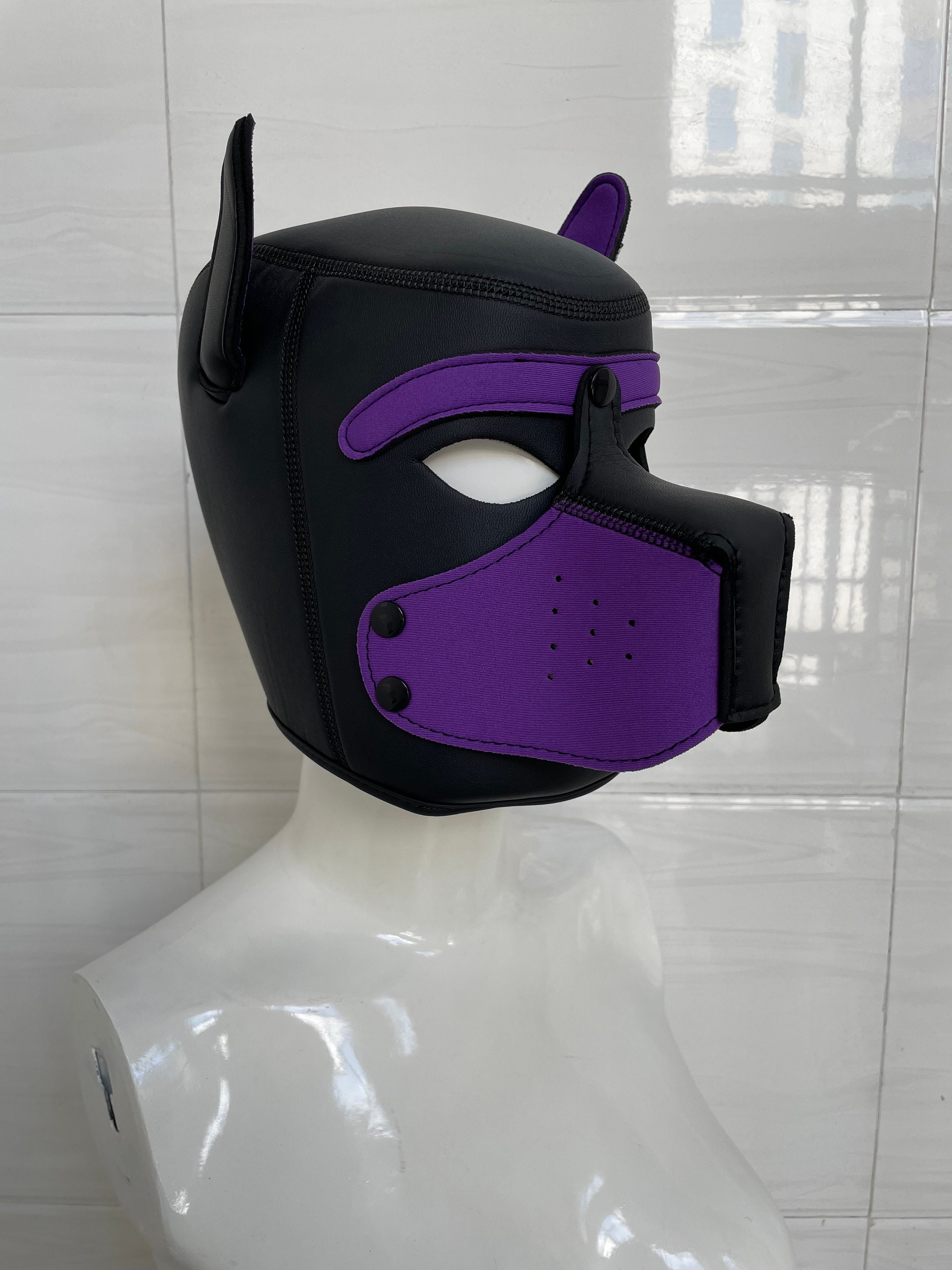 Pup Neoprene Puppy Mask Leather Dog Mask Etsy