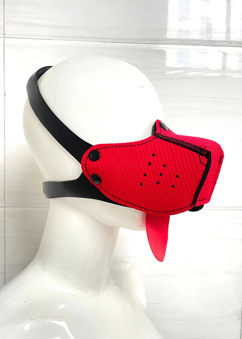 Leather Dog Mask Neoprene Puppy Hood Pet Play Hood Pup Role Etsy