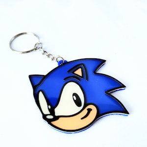 Sonic Keychain from Video Game and Cartoon Series - Cute Keychain Retro Tag Lanyard Gift 80s Video Game
