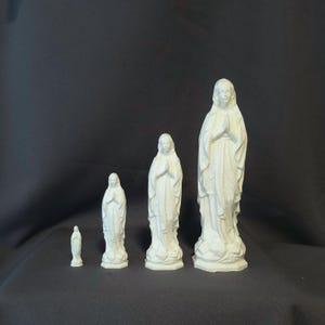 Virgin Mary, Our Lady of the Rosary Figurine Statue 1.5,  3.5, 5 and 7 inches Tall - Multiple Colors - ABS Plastic