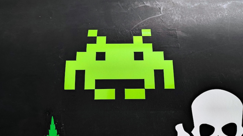 Retro Alien Vinyl Decal – Pixel Space Invader Arcade Sticker Custom ...