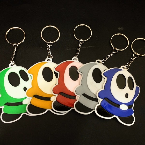 Shy Guy Ghost Keychain from Nintendo Super Mario Games in Multiple Colors - Cute Keychain Retro Tag Lanyard Gift 80s Video Game