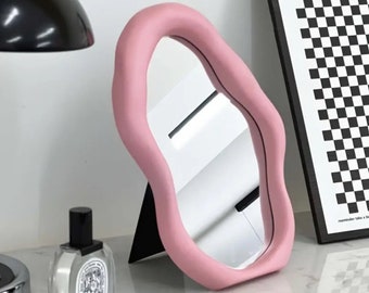 Nordic Cloud Makeup Mirror - Portable Vanity Decor for Bedroom or Dorm Irregular Standing Mirror - Cute Cosmetic Desk Mirror for Girls