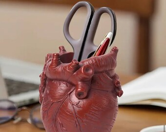 heart shape desk organizer pen holder heart shape flower resin vase gothic home decor office accessory desk storage brush holder pencil cup