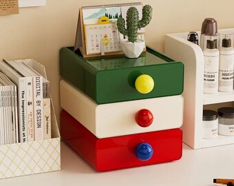 Organizzatore da scrivania con cassetto per l'arredamento del dormitorio - Organizzatore da scrivania per trucchi e articoli di cancelleria - Decorazione per scaffale per libri - Decorazione funzionale per comodino