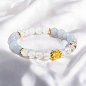 Aquamarine & Citrine &#39;Crown&#39; Bracelet