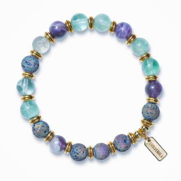 Fluorite & Lava Stone 'Calm' Bracelet