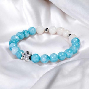 Aquamarine & Moonstone &#39;Snowflake&#39; Bracelet