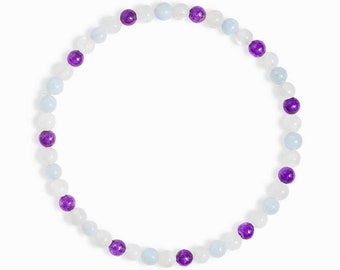 Amethyst, Aquamarine & Moonstone Mini Gemstone Bracelet II