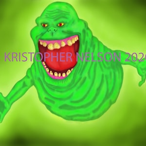 Ghostbusters Slimer 11x14 Digital Art Print on Card Stock
