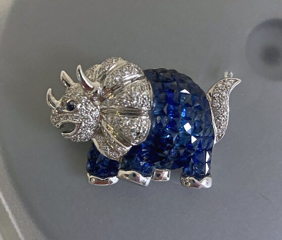 Diamond & Sapphire Pin - Dinosaur