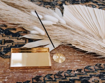 Gold Plated Stainless Steel Tray | Modern Jewelry, Incense, Ashtray