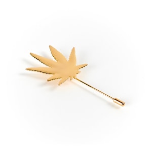 Gold Marijuana Leaf Brooch | Cannabis Lapel Pin
