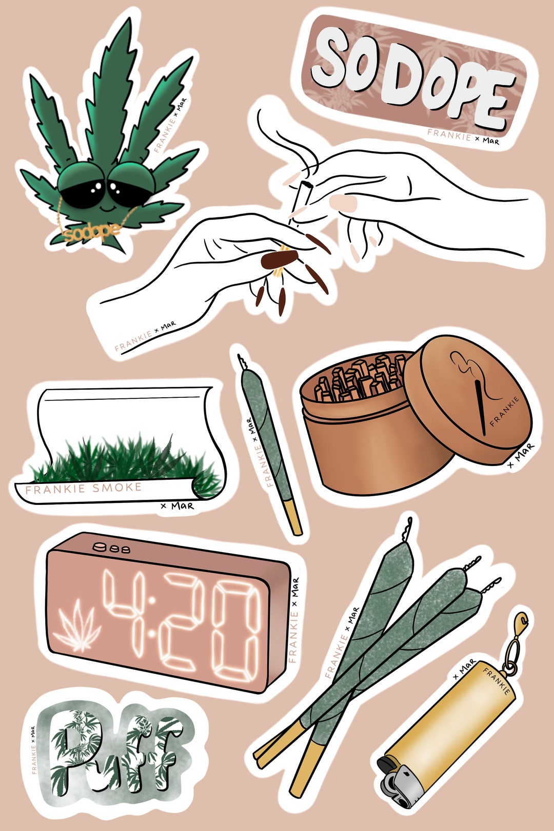 Sticker Sheet - Cannabis Stickers - Weed Stickers - Stoner Stickers - Etsy